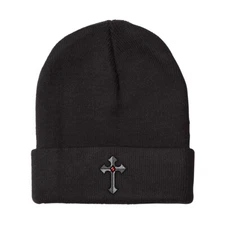Beanies for Men Religious Gothic Cross Embroidery Winter Hats Women Skull Cap