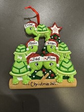 Turtle Family of 5 Personalized Christmas Ornament Polar X