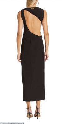 nwt Versace Jeans Couture Open-Back Logo-Lined Gown