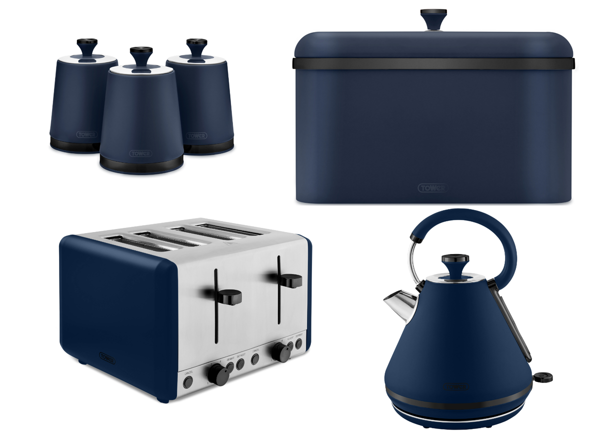 Tower Sera Midnight Blue Kettle Slice Toaster Bread Bin