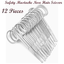 12 Probe Safety Mustache Ear Nose Pet Grooming Dog Blunt End Scissors 4.5" STR