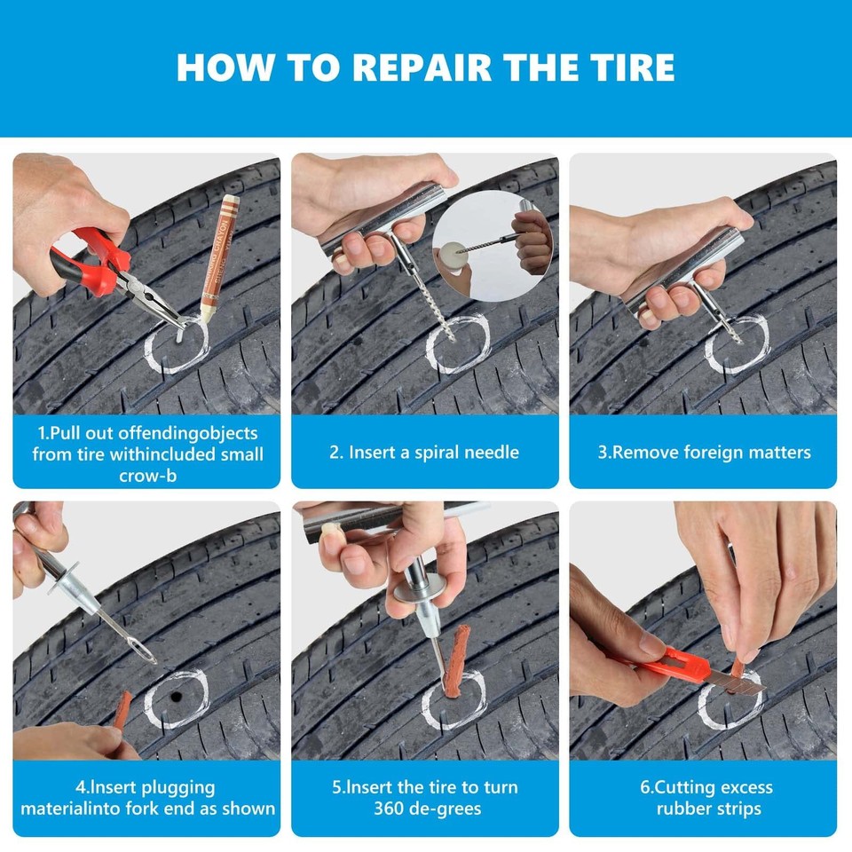 Tire Repair Kit,117pcs Heavy Duty Tire Plug Kit,Car/Motorcycle/Truck