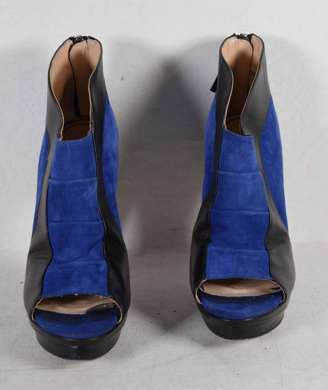 Jerome C Rousseall Royal Blue Suede Peep-Toe Pumps Women's Size 36.5 Italy
