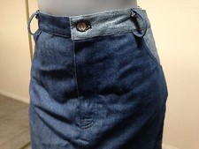 Vintage Carpenter Maxi Denim 2 Tone Skirt Size 12 Waist 36"