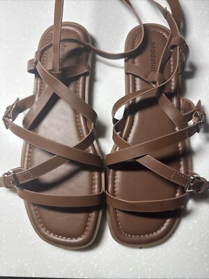 Modatope Women's Brown Flat Strappy Fashion Comfortable