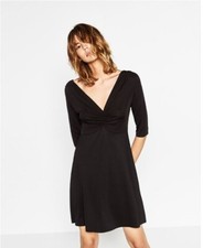 ZARA Black Shift New Dress With Draped Bust Sizes: S; M