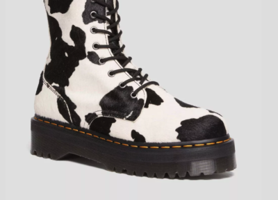 DR. MARTENS JADON HAIR-ON COW PRINT PLATFORM BOOTS MSRP$270 FIVE