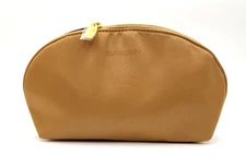 New! Burberry  Logo Clutch Toiletry Bag Cosmetic Pouch Travel Case  ~ Tan