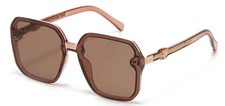 Ladies Bold Square Sunglasses Brown Frame Brown Lens Tinted UV400 Plastic Travel