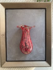 Schöne rote Shakspeare Glas & Kunst Vase Hersteller Mark Will Shakspeare