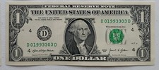 $1 Birthday / Anniversary Note &bull; March 03 / March 30, 1993 &bull; D01993303D &bull; Fancy