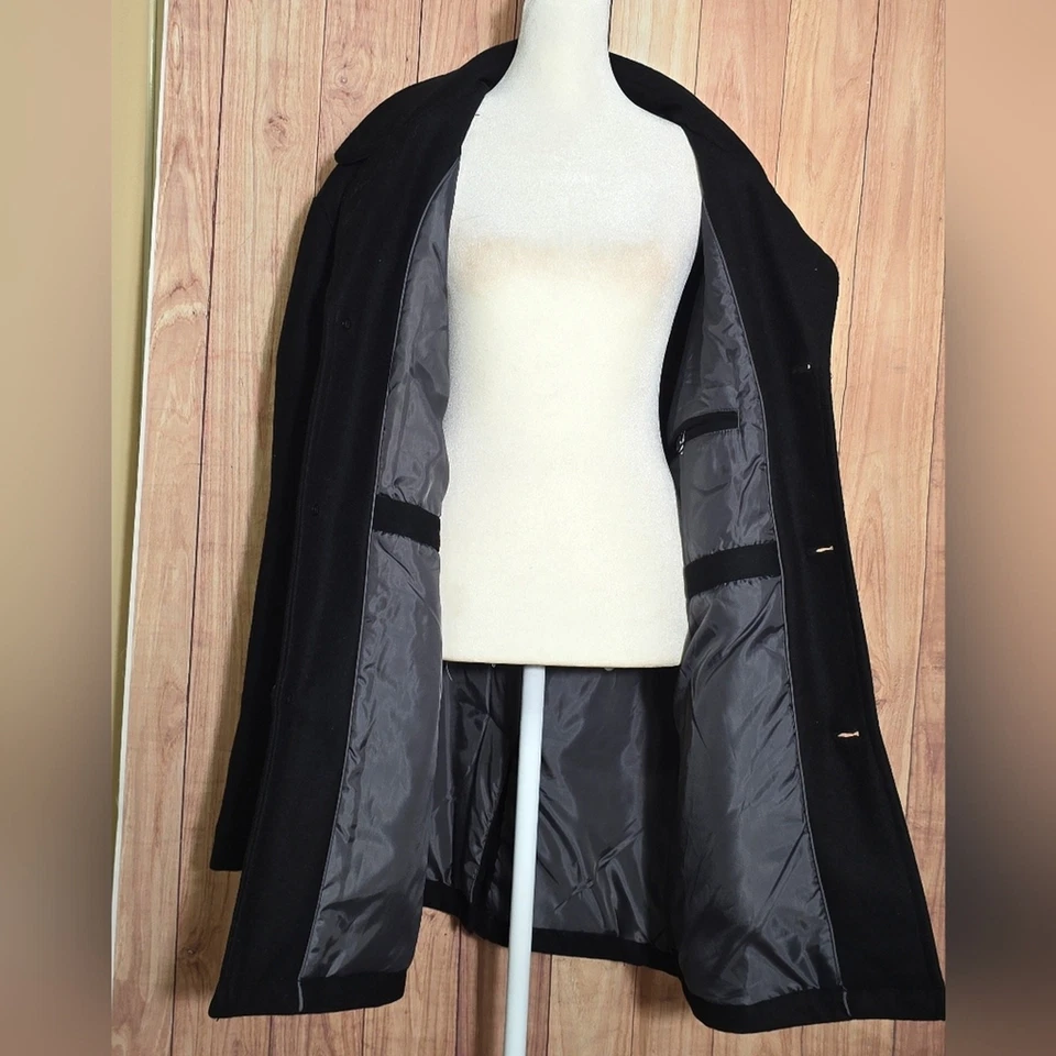 London Fog Collection Men Wool Blend Black Car Overcoat Size XL (Good Condition) - Image 2 of 4