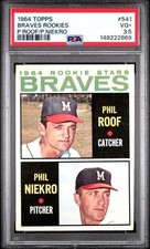 1964 Topps Baseball Card PHIL NIEKRO/PHIL ROOF Rookie Stars #541 Braves PSA 3.5. rookie card picture