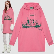 GUCCI DRESS DISNEY MICKEY MINNIE MOUSE PRINT HOODED PINK FELTED COTTON $1,400 S