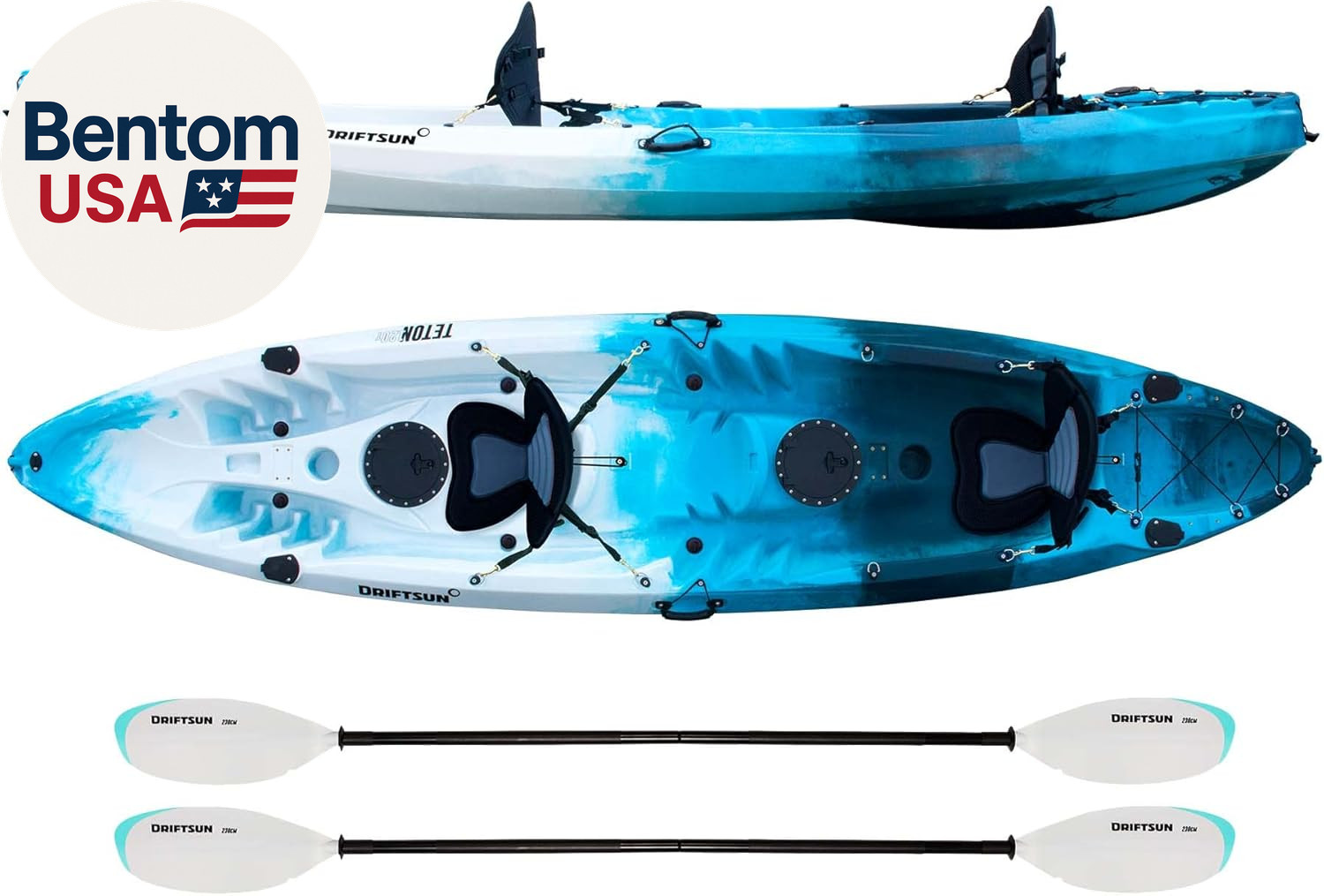 , 2 Or 3 Person Sit On Top Fishing Kayak With 2 Eva Pa