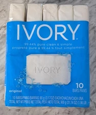 Original Ivory Bar 10 Soap 99.44% Pure Clean Simple  Mild Body Cleanser 3.17 OZ