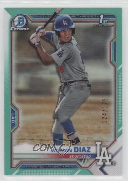 2021 Bowman Chrome Prospects Aqua Refractor 124/125 Wilman Diaz #BCP-197 o8g