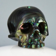 Cuenta De Calavera De Concha Paua Abalón Tallada A Mano 11.54mm 1.60g