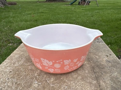 ✨ Storage Find ✨ VTG Pyrex 475-B Pink Gooseberry 2.5QT Cinderella Casserole Bowl