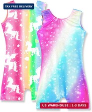 Nymphperi Gymnastics Leotards for Girls 2 Pack Sparkly Sleeveless Biketards