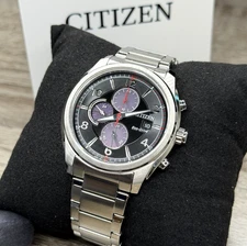 NEW✅ Citizen Eco-Drive Chrono Steel Black Dial Men's Watch CA0671-82E $325