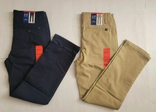 Gap 2-Pack Youth Boy's Twill Pants Navy/Khaki Size M-10/12 NWT