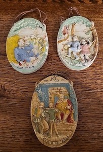 Vtg Storybook Nursery Rhyme  Cottagecore Wall Plaques Old King Cole Jack N Jill,