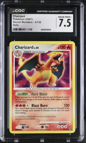 Charizard 3/132 Secret Wonders Holo (2007) - GRADED CGC 7.5 NEAR MINT+ !!!