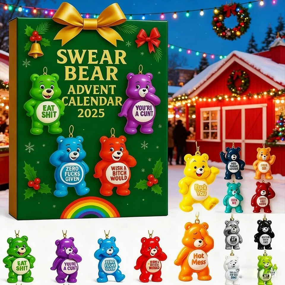 24x Jurar Oso Calendario de Adviento Divertido Lindo 2D Oso Acrílico Navidad Adorno Set de Regalo Foto 4 de 4