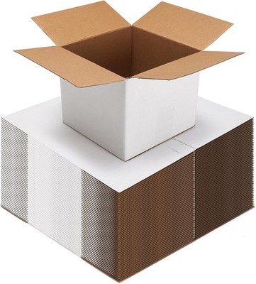 5x5x5 White Shipping Boxes Set of 50, White Corrugated Cardboard Boxes, Small