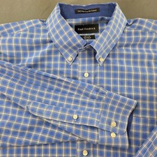 Paul Fredrick Men s Dress Shirt 3XL Tailored Fit Cotton 18.5 x 34 3XL Plaid Blue
