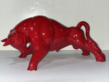 Royal Haeger Charging Bull Sculpture Figurine Red Glazed Ceramic Pottery VTG MCM