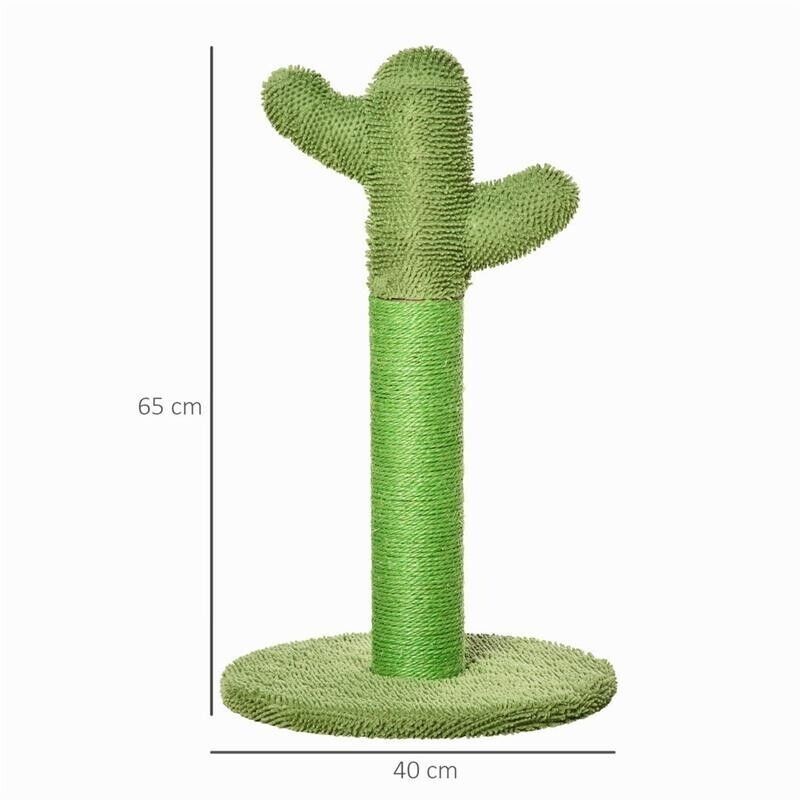 Tiragraffi per gatti a forma di cactus in sisal, 40x40x65 cm, verde foto 3