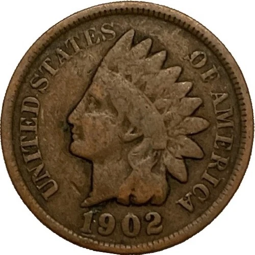 1902 Indian Head Cent Penny Very Good VG Sharp Detail US Coin Collector