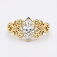 2ct Marquise Cut Moissanite Ring 925 Silver Minimalist Design Wedding Gift Ring