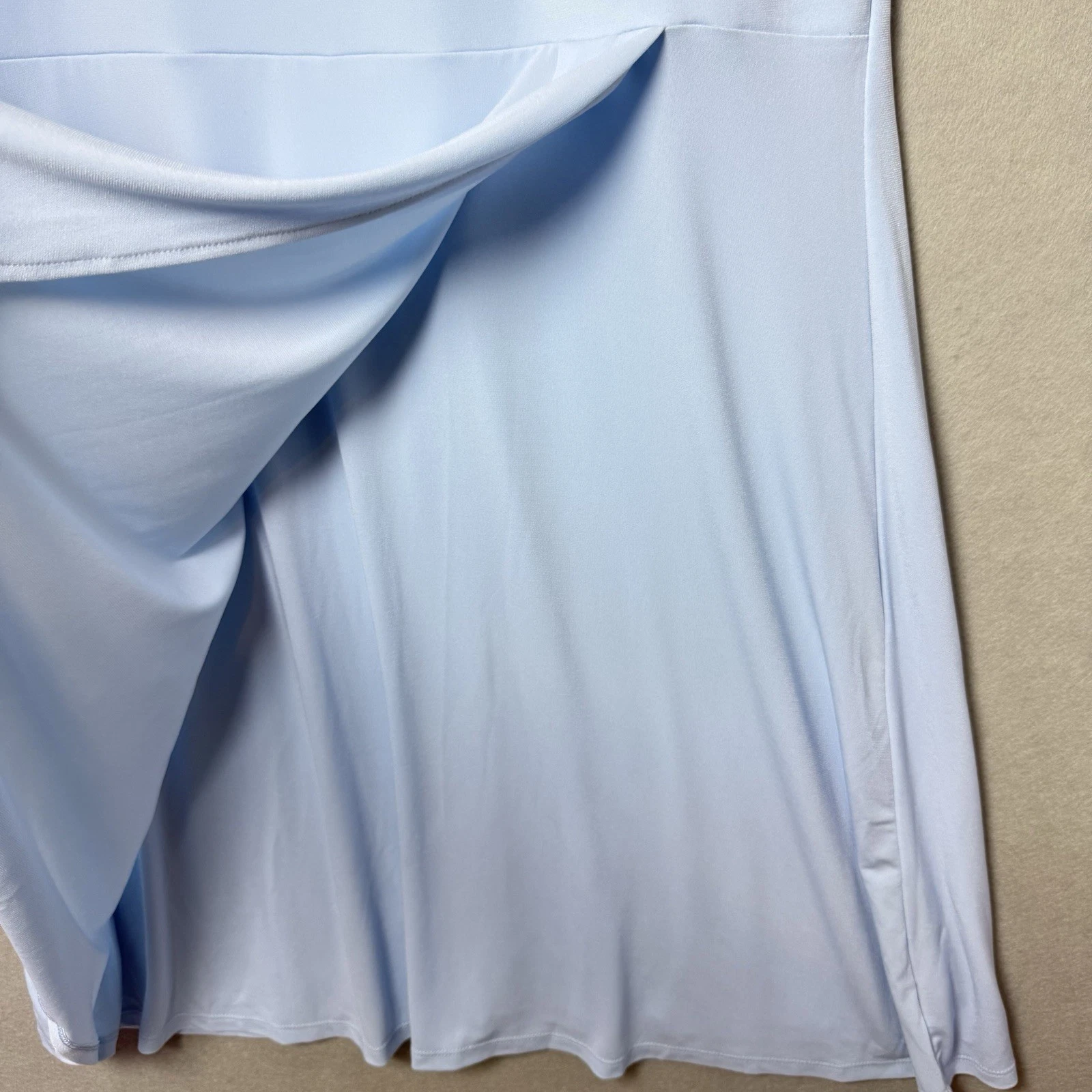 VETEMENTS Abito donna The Limited blu chiaro manica corta svolazzante lunghezza ginocchio finto avvolgente L