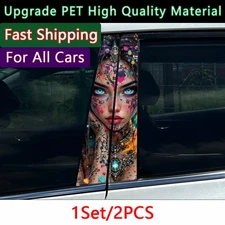 2pcs Colorful Dopamine Cool Girl Car Door B Pillar Decals Center Column Sticker