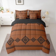 Western 7 Piece Bedding Set Queen Size Southwestern Native Comforter Set with...