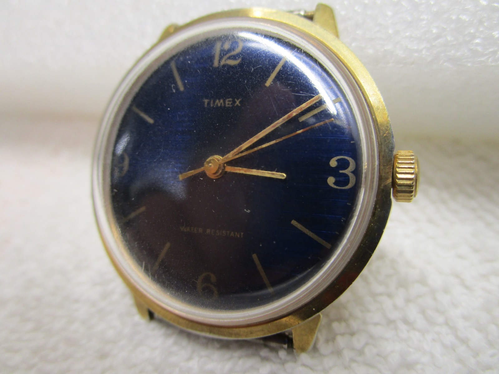 Timex Vintage 1970's 35MM Blue Face Mechanical Wind-Up Watch - Running