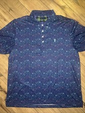 William Murray Polo Shirt Mens XL Navy Blue All Over Print Golf Performance