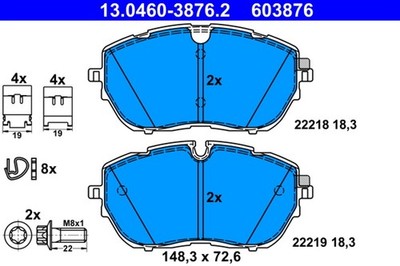 ATE Bremsbelagsatz Scheibenbremse 13.0460-3876.2 für PEUGEOT 508 SW 308 OPEL A18