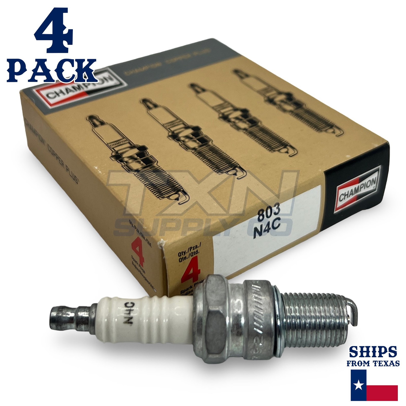 Champion 803 Copper Plus Spark Plug N4C - 4 Pack