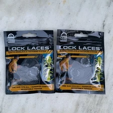 Lock Laces Original Elastic No Tie Shoe Laces Adult Black -Brand New 2 Pack