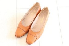 CHANEL Pumps Coco Mark Leather Beige Women's Size EU38/US7.5