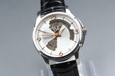 Near MINT HAMILTON Jazzmaster H325651 White Open Heart AT Men's Watch From JAPAN