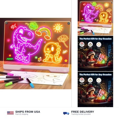 Geokay 16'' Rechargeable LED Drawing Board, 9-Color Light Modes, Neon Art Dry ...