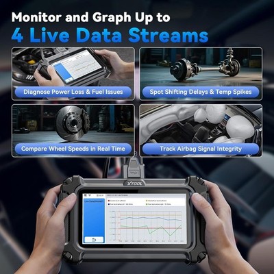 XTOOL D5 OBD2 Scanner: strumento diagnostico auto con 10 reset, motore ABS SRS trasmissione OBD2 lettore di codice con FCA AutoAuth, CAN FD per GM, olio/ABS/EPB/DPF reset, aggiornamento gratuito