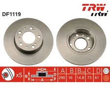 2pcs Brake Disc TRW DF1119 for Peugeot J5 Bus J5 Box