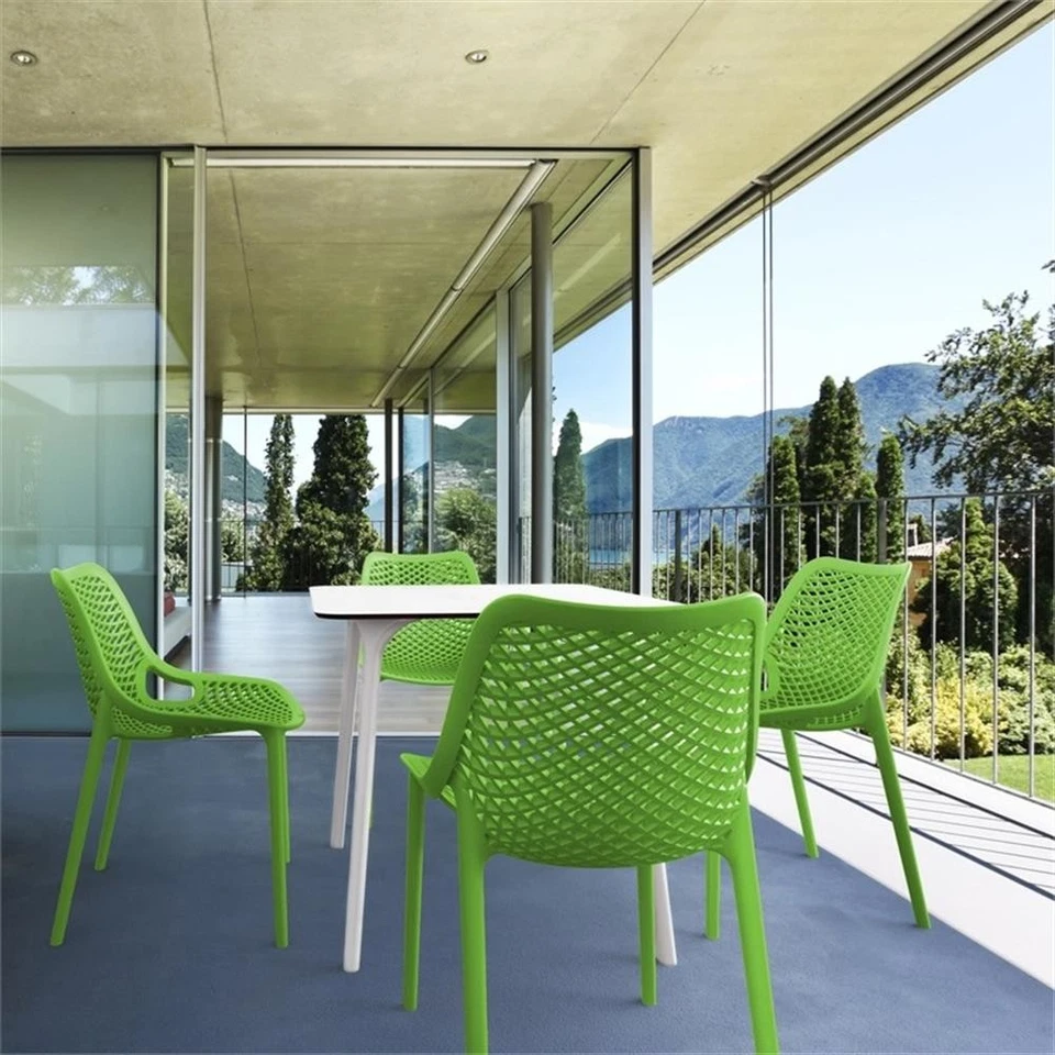 Compamia Air Maya Square Dining Set with White Table and 4 Tropical Green Chairs - Image 2 of 4