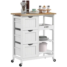 Rolling Kitchen Island Cart, Bar Serving Cart, Compact Trolley on Wheels with...